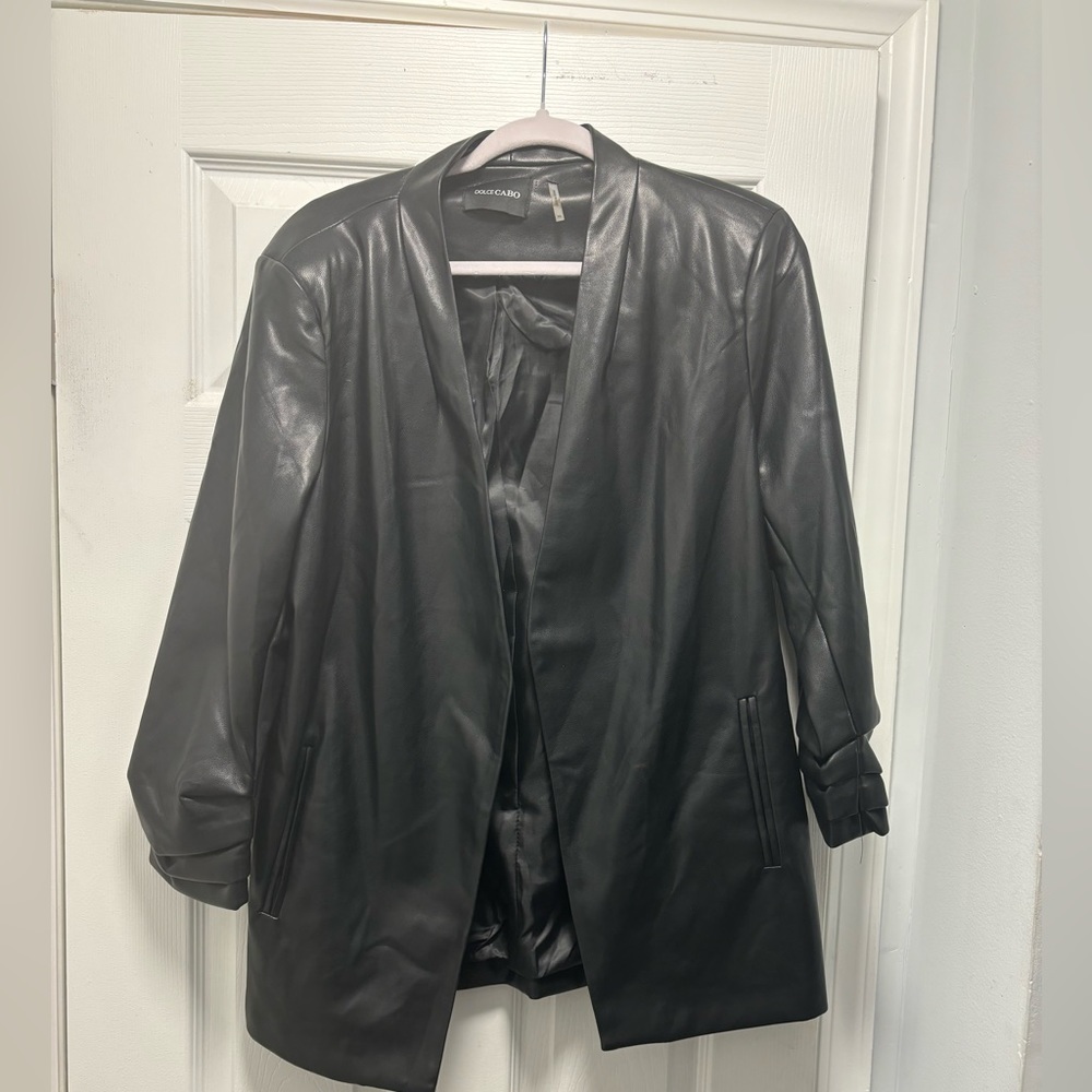 Black leather blazer